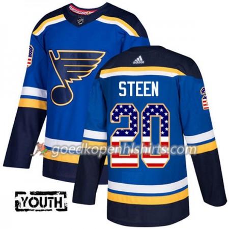 St. Louis Blues Alexander Steen 20 Adidas 2017-2018 Blauw USA Flag Fashion Authentic Shirt - Kinderen